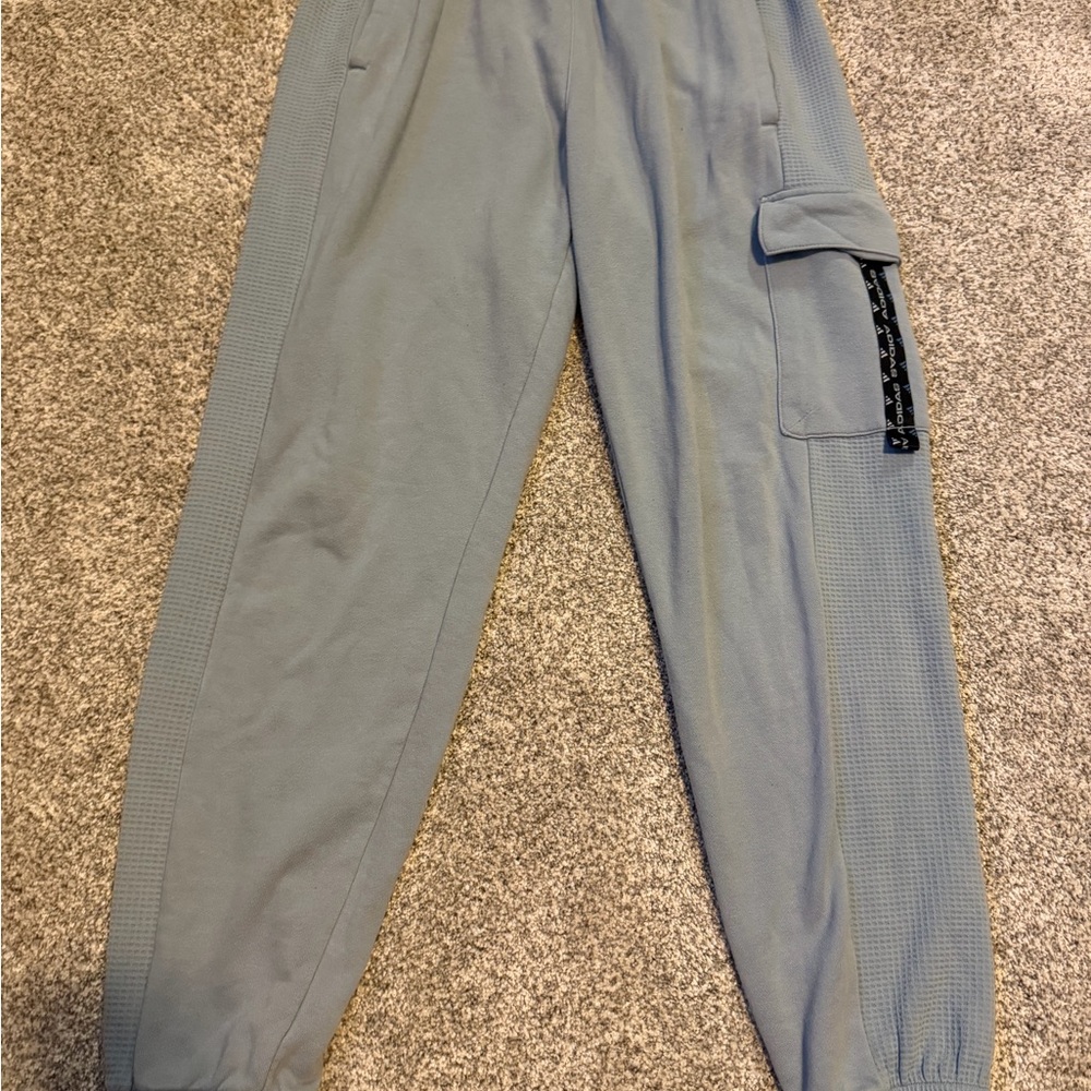 Size M Adidas Light Blue Loose Fit Waffle Cargo Jogger Pants